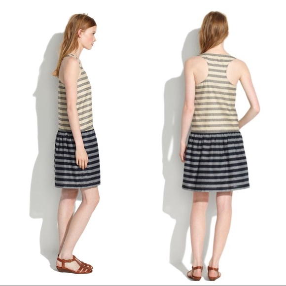 Madewell XS Trellis Stripe Drop Waist Dress Shift - Picture 8 of 8